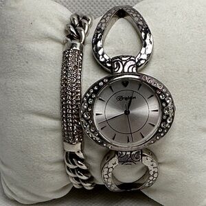 Brighton Utopia Bangle Hinged Watch & Anatolia Wisdom Pavé ID Bracelet Duo